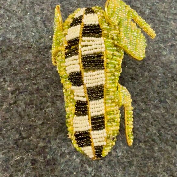 MacKENZIE CHILDS COURTLY CHECK HANDCRAFTED FROG NAPKIN RINGS NWT Beaded & Gold - Picture 10 of 14